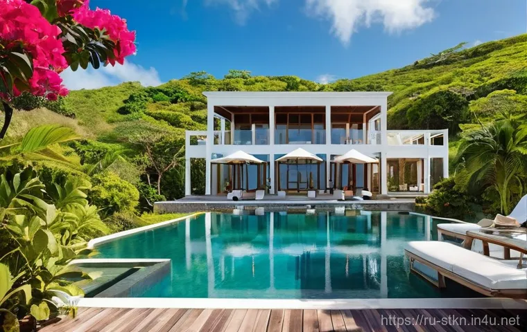 세인트키츠 네비스 부동산 투자 - **Prompt for Resort Apartments:**
    "A vibrant, modern resort apartment in St. Kitts and Nevis, fe...