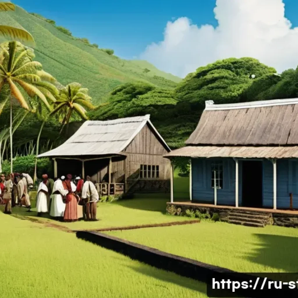 세인트키츠 네비스 노예무역 역사 - A detailed historical scene depicting early 17th-century Caribbean colonial life on Saint Kitts and ...