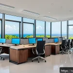 Home 20 세인트키츠 네비스 사업 설립 방법 - A modern office interior in Saint Kitts and Nevis designed for international business companies, fea...